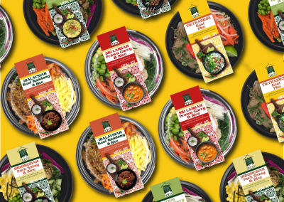 Street Eats Packaging Bowls with Yellow Background